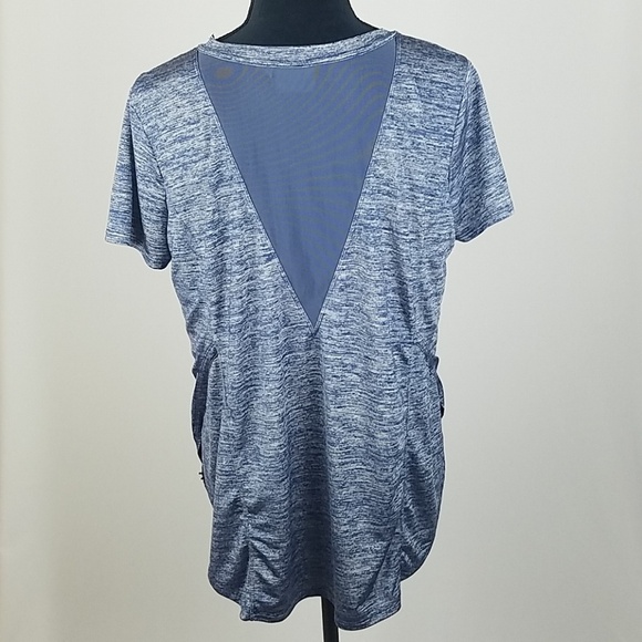 Athleta M side split mesh back blue space tee - Picture 5 of 6